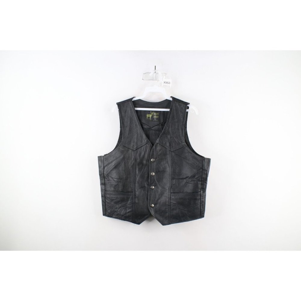 Vtg 90s Streetwear Womens XL Distressed Leather Motorcycle Riding Vest Jacket